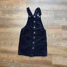 Oshkosh Girl's Size 6 /6X Blue Navy Corduroy Overall Dress Snap Front