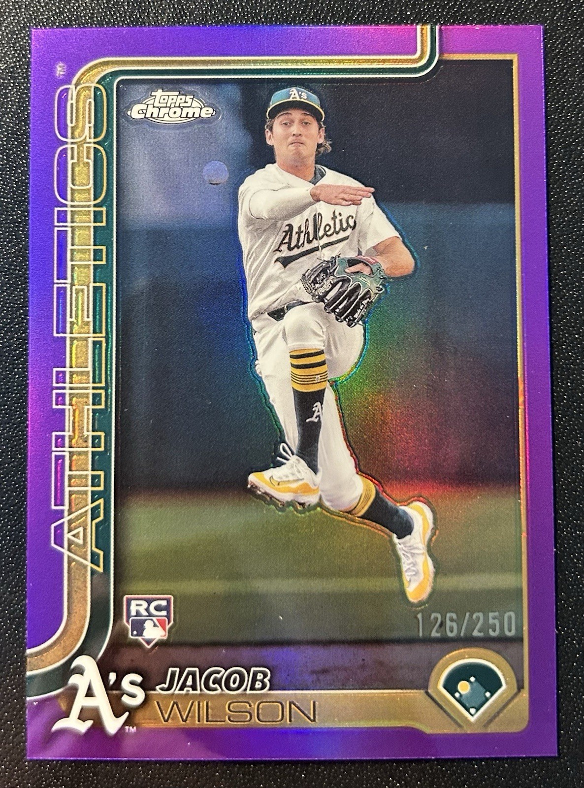 Jacob Wilson 2025 Topps Chrome Rookie Purple Refractor /250 RC Athletics #96