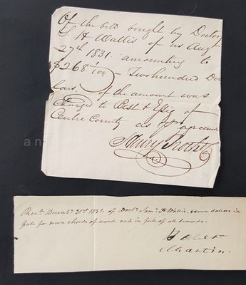 1831 LOT antique EPHEMERA centre co pa DR WALLIS robt martin colored man TROTH
