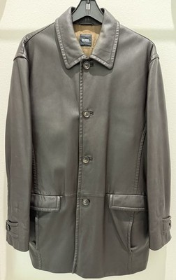$2500 Hugo Boss Rare Calon Men's 100% Lamb Leather Coat 42 US / 52 EU Dark Brown