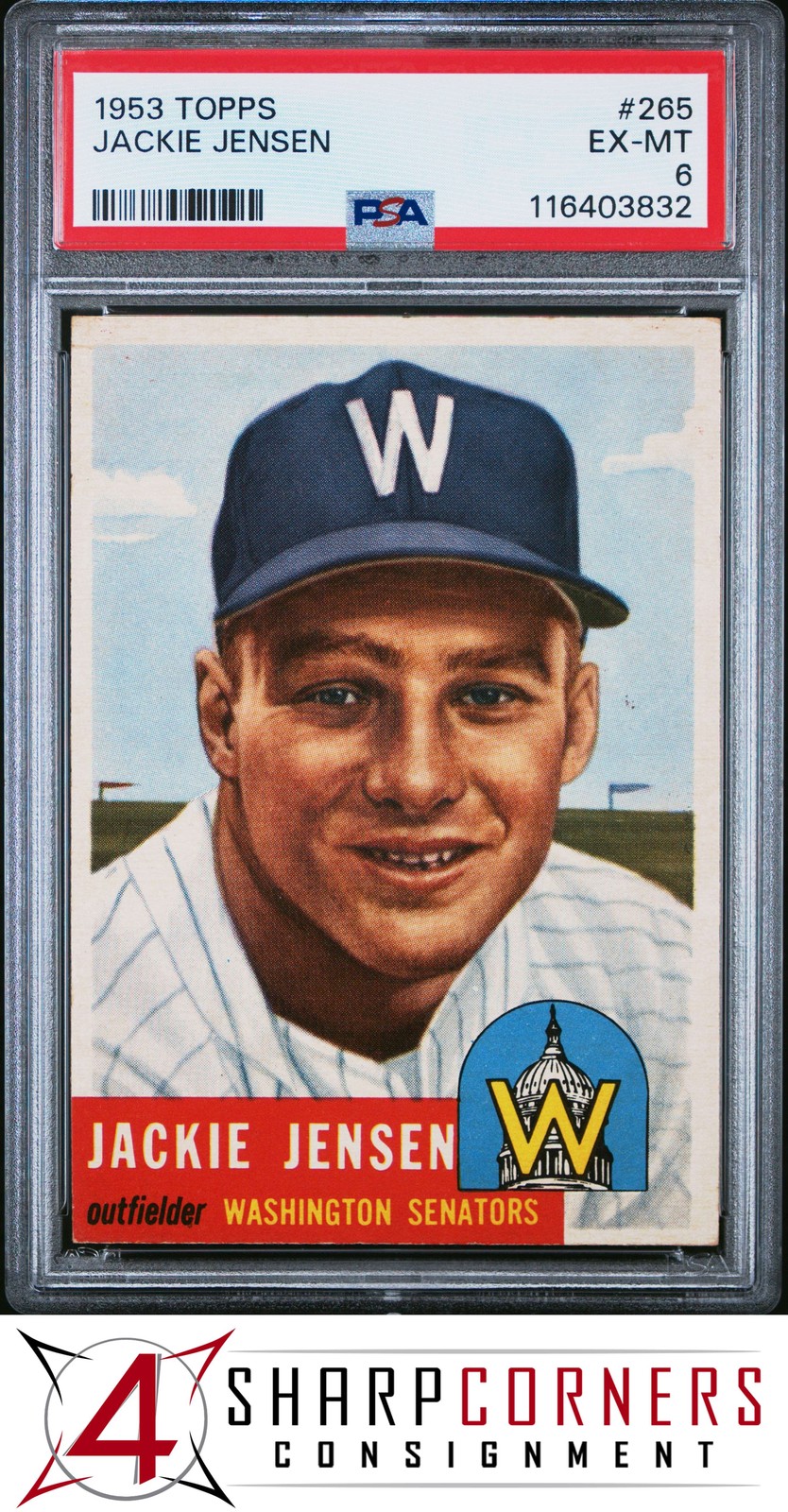 1953 TOPPS #265 JACKIE JENSEN SENATORS PSA 6