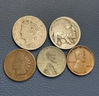 Old U.S. Coins Lot – Vintage Cents, Indian Head Cent, V Nickel + Buffalo Nickel