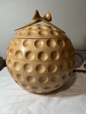 Vintage Alfonso Bini wooden golf ball ice bucket Neiman Marcus Italy 1950-1990