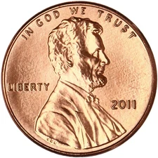 2011 P Lincoln Shield Penny Uncirculated (BU) from Mint Set