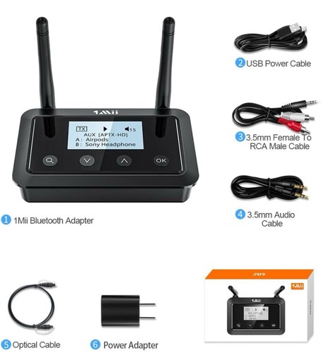 1Mii B03+ Bluetooth Transmitter Receiver for TV Home Stereo, Long Range Bluetoot - Picture 1 of 10
