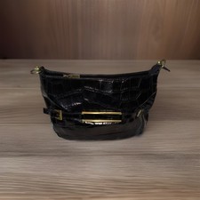 Maxx New York Black Pebbled Leather Buckle Satchel Handbag Shoulder Bag Purse