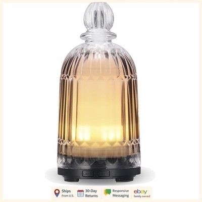 Ultrasonic Essential Oil Diffuser with Glass Cover & LED Color Changing Light