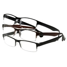 Foster Grant Men's Pete Rectangular Reading Glasses Black and Brown 3 Pack 2.5x