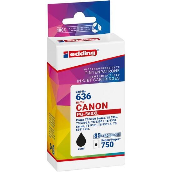 Edding Druckerpatrone EDD-636 Schwarz Kompatibel Zu Canon PG-560XL-image