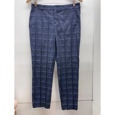 Banana Republic Avery Navy Blue Plaid Ankle Pants Womens 2 Slim Straight Stretch