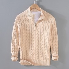 Autumn/Winter New High Neck Thick Men Casual Zipper Loose Pullover Sweater Coat