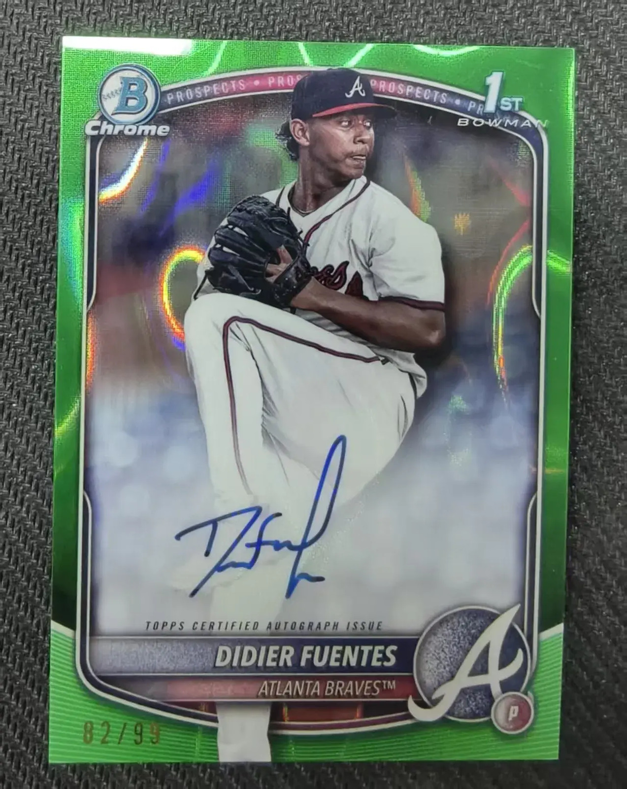 2025 Bowman Chrome 1st Prospects Auto Green Lava Didier Fuentes /99 Braves -JJ