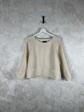 OSKA 100% Linen Blouse Shirt Size 1 Beige Lagenlook Oversized Boxy Crop Top
