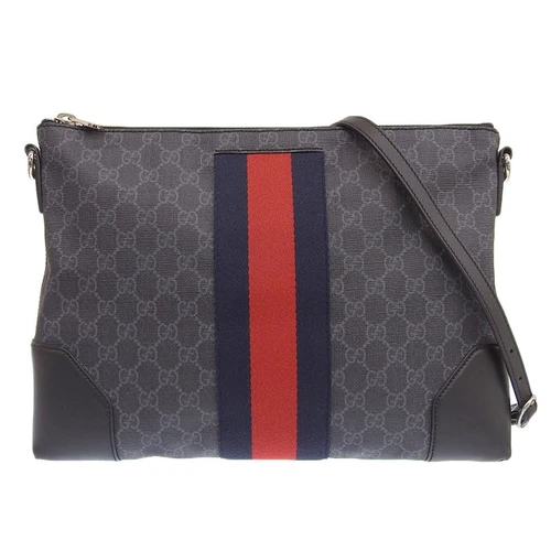 Sac bandoulière GUCCI sac messager GG Supreme toile cuir gris bla