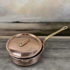Williams Sonoma Mauviel M'250B Copper Saute Pan W/Lid 3-qt. Scuffed Tarnished OB