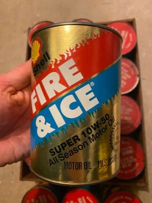Shell Fire & Ice One Cardboard Quart All Season Motor Oil 10w50 Partially Full