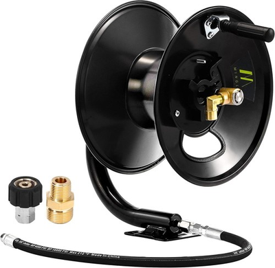 #ad M MINGLE Pressure Washer Hose Reel 100ft Heavy Duty Steel 100FT Black $174.90