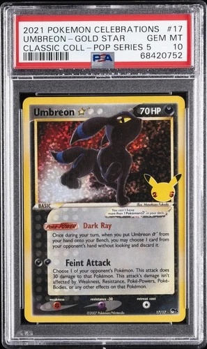 2021 POKEMON CELEBRATIONS CLASSIC COLLECTION #17 UMBREON-GOLD STAR PSA 10