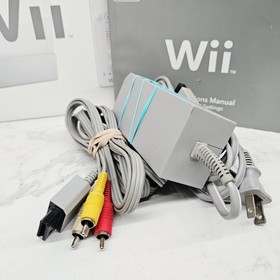 Nintendo Wii White Console + Cords No Remote RVL-001, Tested Works + Box Manuals