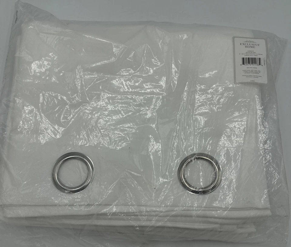 Exclusive Home Cabana White Grommet Top Indoor/Outdoor Curtain 54" x 108" Pair - Image 2 of 3