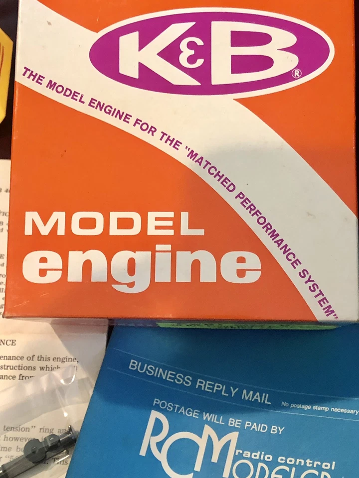 1975 Vintage K & B 35 Series 75 Control Line Model Engine Box ONLY & Parts Paper - Image 3 of 4