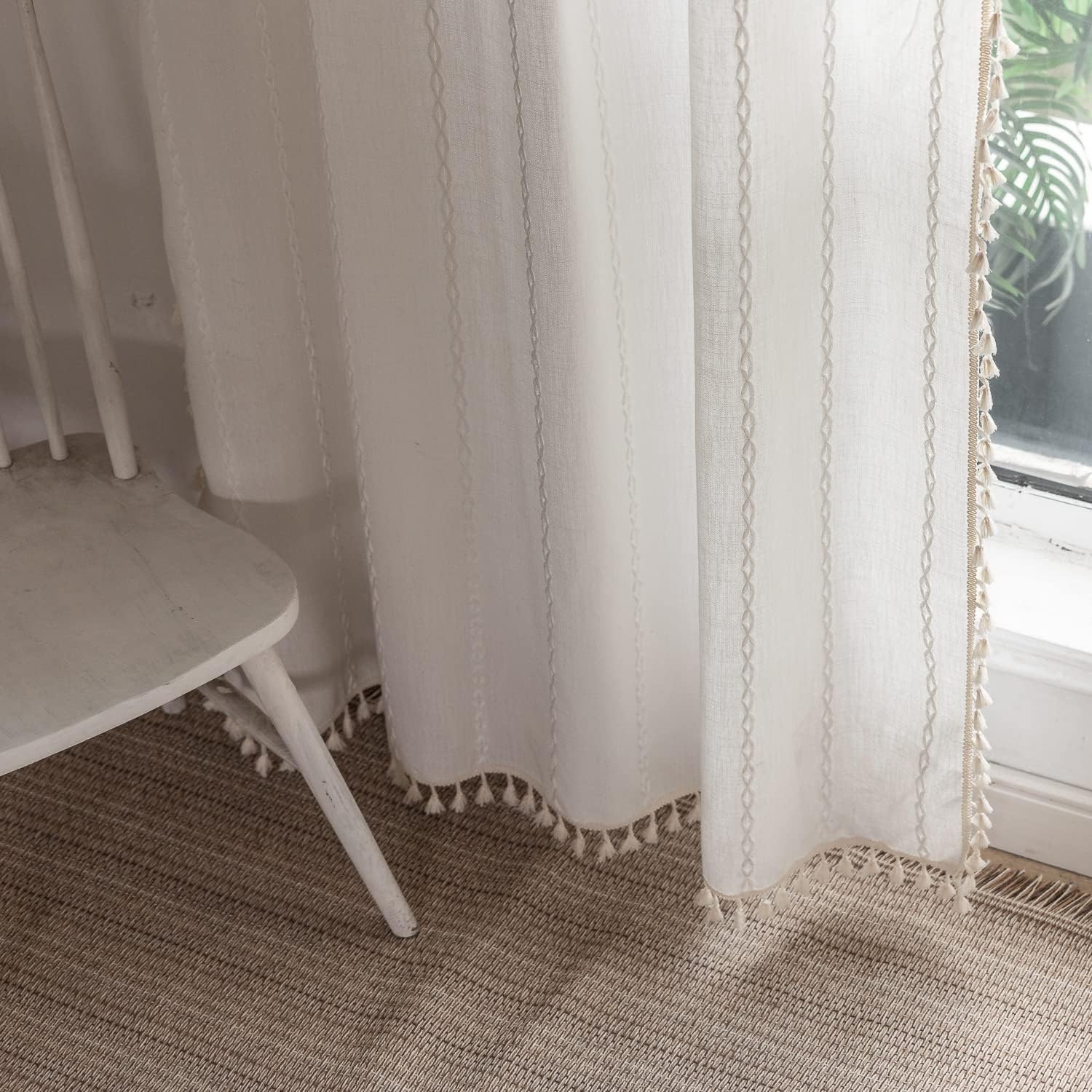 Linen And Cotton 63 Inch Length 2 Pannels For Living Room