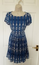 Tea Dress  skater lindy hop blue abstract 40s,60s,80s,90s retro style size 6-8