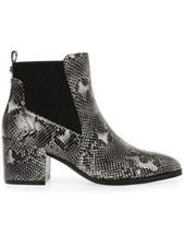 ANNE KLEIN Womens Gray Snake Print Parson Square Toe Block Heel Booties 10 M