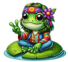 Peace Frog Lily Pad Stickers 4 Labels Card Gift Craft Paper Journal