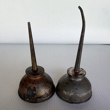 1 Eagle Lot of 2 Vintage Metal Pump Oil Cans Oilers Brown/Silver Made in USA