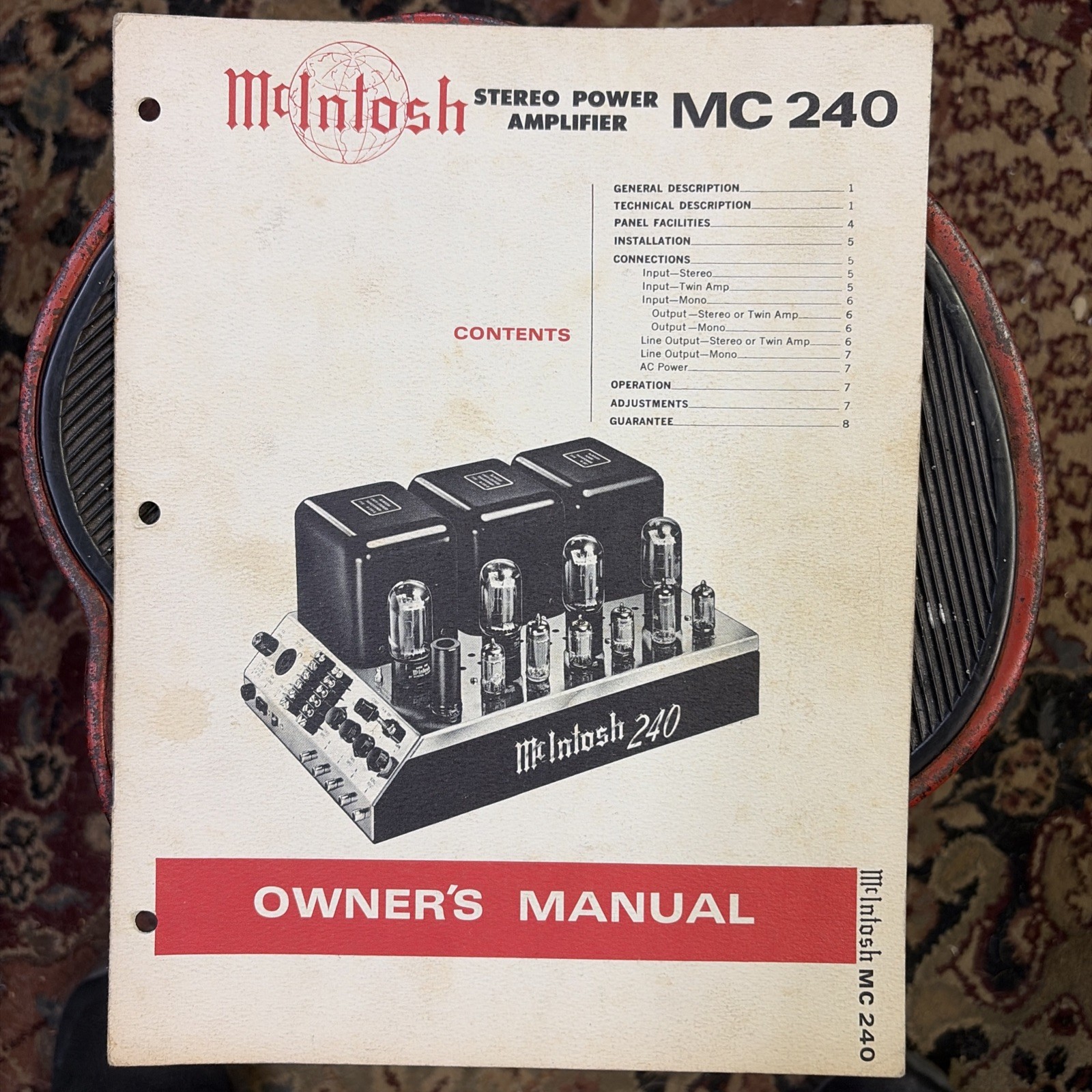 McIntosh MC-240 MC 240 Tube Amplifier  Owner / User Manual *Original*