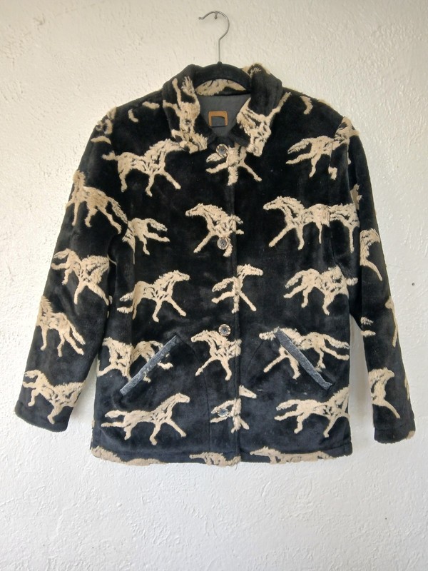 Tsunami Women's Faux Fur Horse Print Jacket Size S
