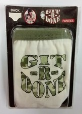 Woman's Bikini Panties with Git-R-Done Text Ladies White Camo Underwear