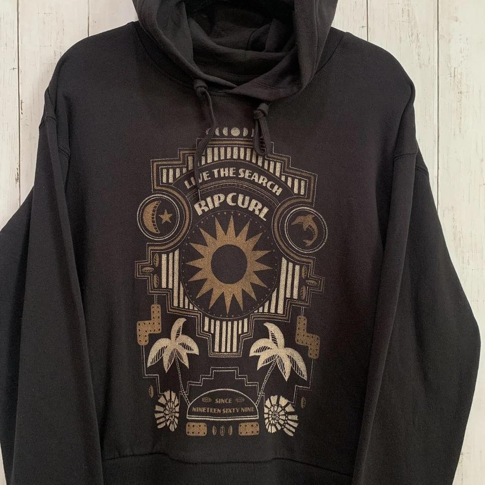 Nuevo con etiquetas Pullover Sudadera con Capucha Rip Curl Pacific Dream 100% Algodón Negro Lavado Talla M Foto 4 de 4