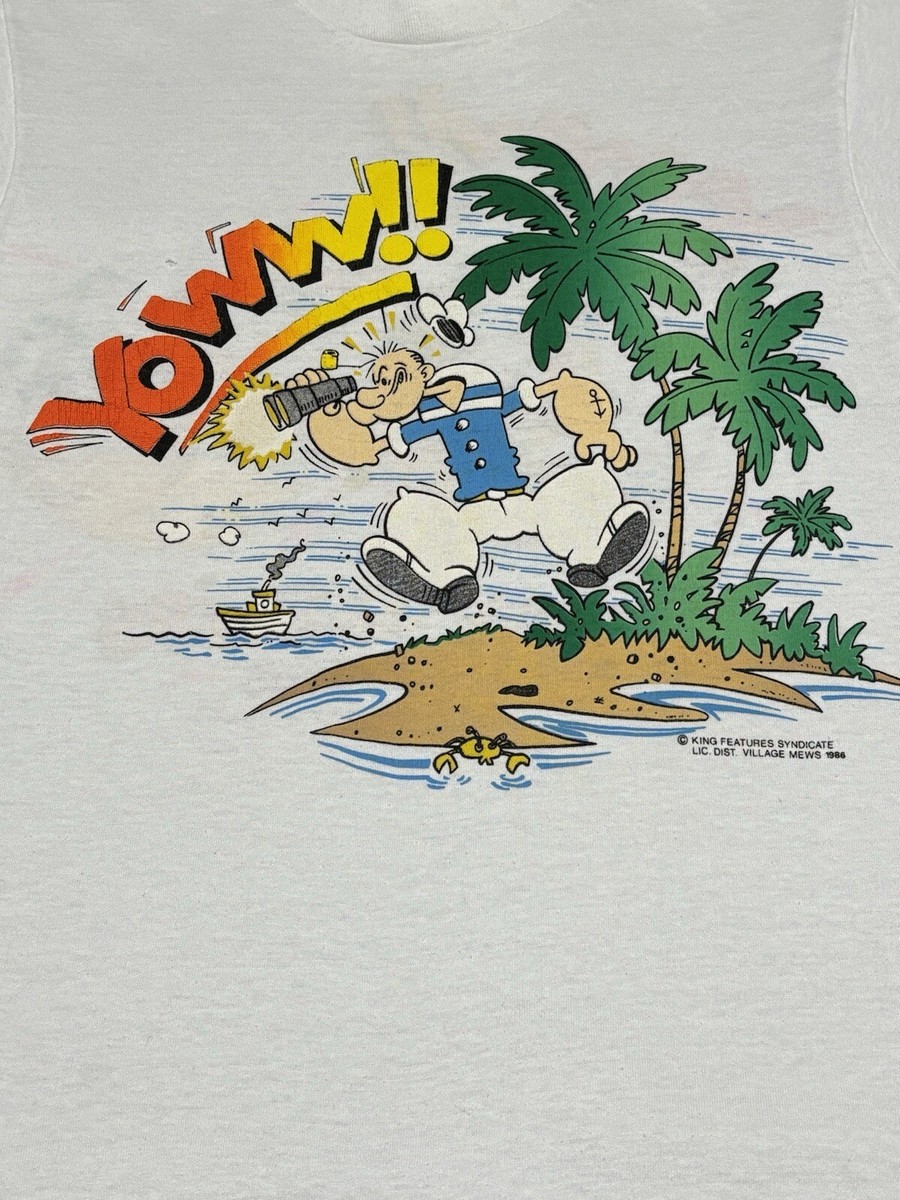 Vintage 1986 Popeye T-shirt Goyl Watchers Local 9155 Puff Print