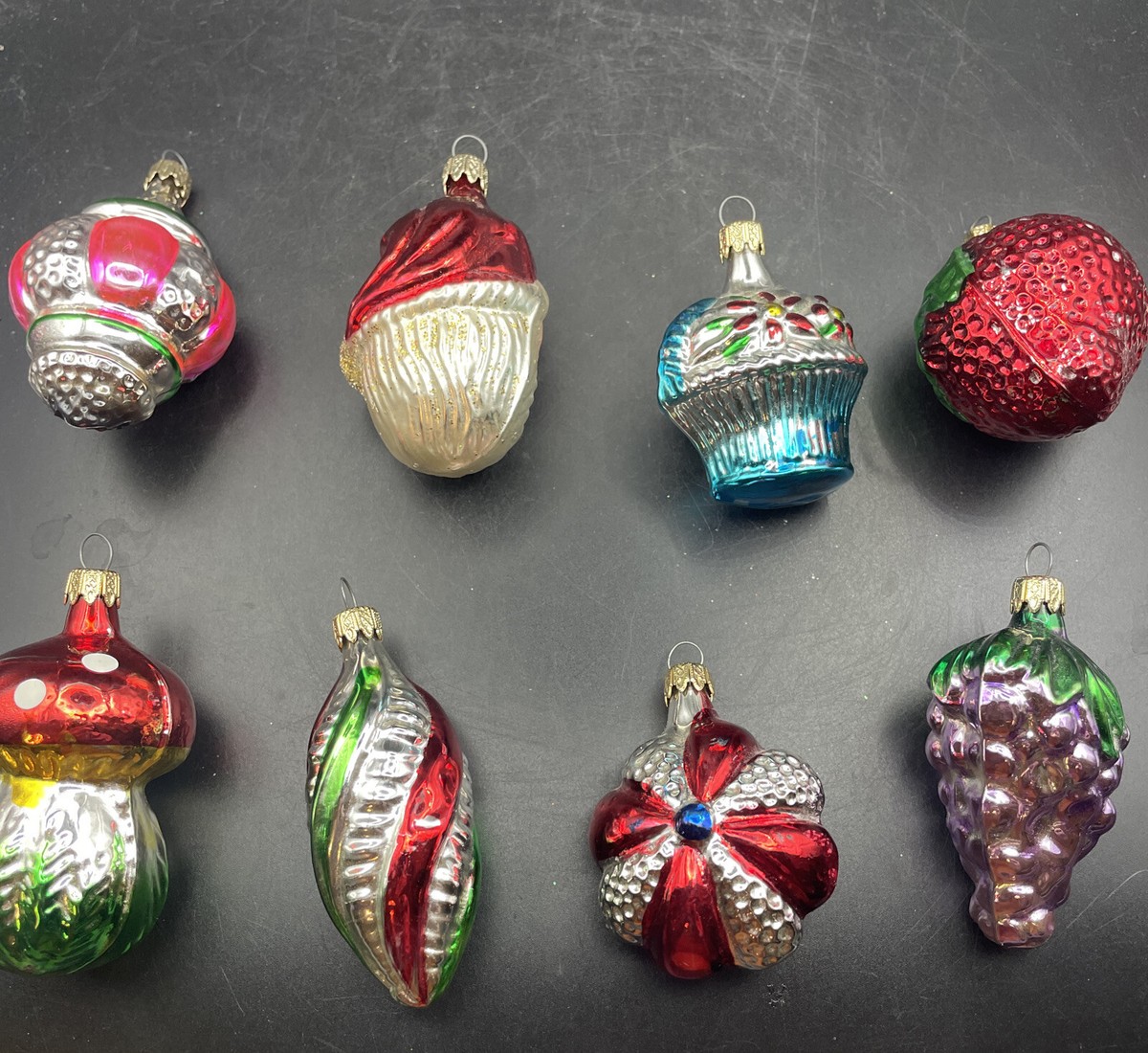 Vintage Colom BIA Colombia Blown Glass Christmas Ornament Lot of 8