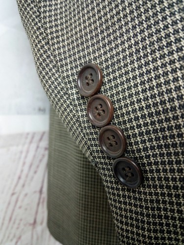 Principe Italian 42R 3 Buttons Black Tan Check Suit Blazer Sports Coat - Picture 2 of 8