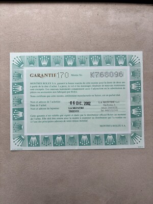Authentic Rolex Watch Blank Name Warranty Guarantee Certificate 1994-2008 