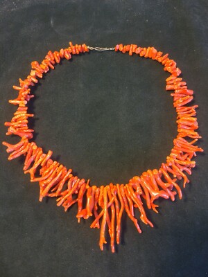 Vintage estate find Natural Beautiful Red stick Branch Coral Necklace 19'' Length