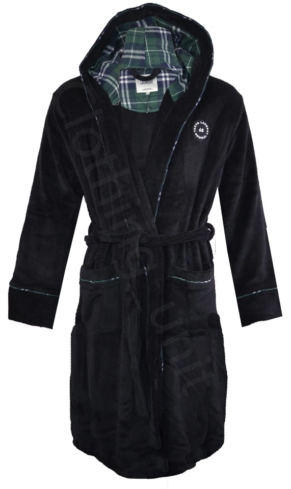 Mens Tokyo Laundry Thick Super Soft Fleece Hooded Bathrobe Belted Pockets M-XXL