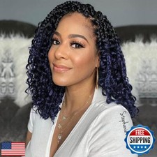 COOKOO 14 Inch Goddess Box Braids Crochet Hair With Curly Ends 8 Pack Synthet