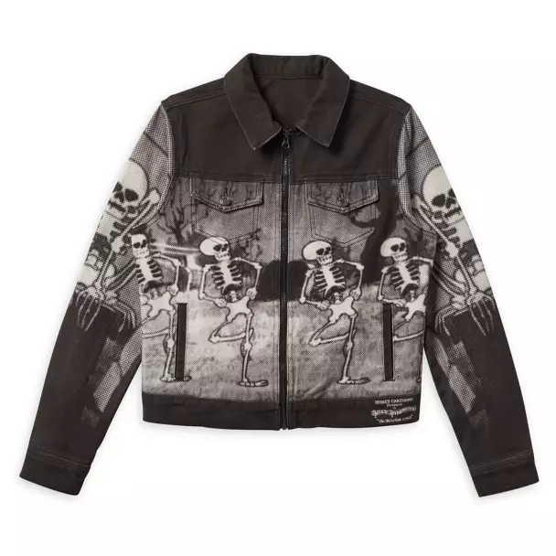 Disney Parks Store Skeleton Dance Denim Jacket Coat Silly