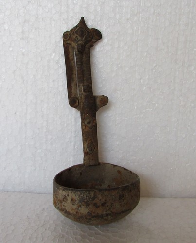 Cuchara de medición de aceite de hierro antigua hecha a mano para comerciantes de colección antigua - Imagen 5 de 5