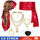 Men Pirate Costume Accessories Set for Women Pirate Hat, Head Scarf, Sash, Belt,