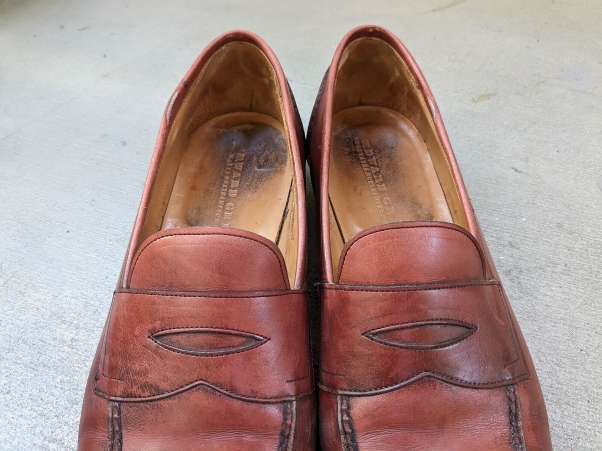 Mens Edward Green X Leffot Brown Suede Slip On Casual Penny Loafers Size 6.5 - 7 Edward Green Penny Loafers Brown Men 11.5 D Leather Slip Ons  main image 3