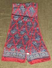 Vintage Baar  Beards 52" Silk Scarf Hand Rolled Red Blue Paisley Made in Japan
