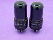 (2) Tung-Sol 6K6GT Power Tubes Black Glass Rectangle Getters Tested Pair 