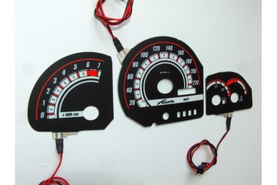 Ford Fiesta MK3 glow gauge plasma dials tachoscheibe glow shift indicators MPH K