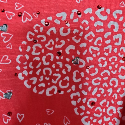 Allison Daley Womens SZ M Top 3/4 Sleeve Red Hearts Sequins Tunic Lightweight - Picture 6 of 17