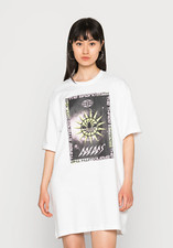 Adidas Short Sleeve Graphic Tee Cotton T Shirt Mini Dress Trefoil Logo New M